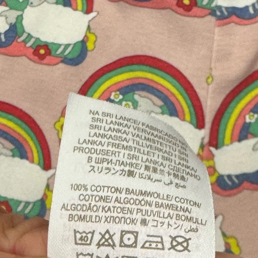 Mini Boden Pink Rainbow Sheep Short Pajamas Set sz 10